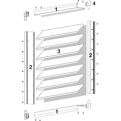 Elementy do produkcji przepustnic/czerpni/wyrzutni > Czerpnia/wyrzutnia aluminiowa CWA - elementy produkcyjne